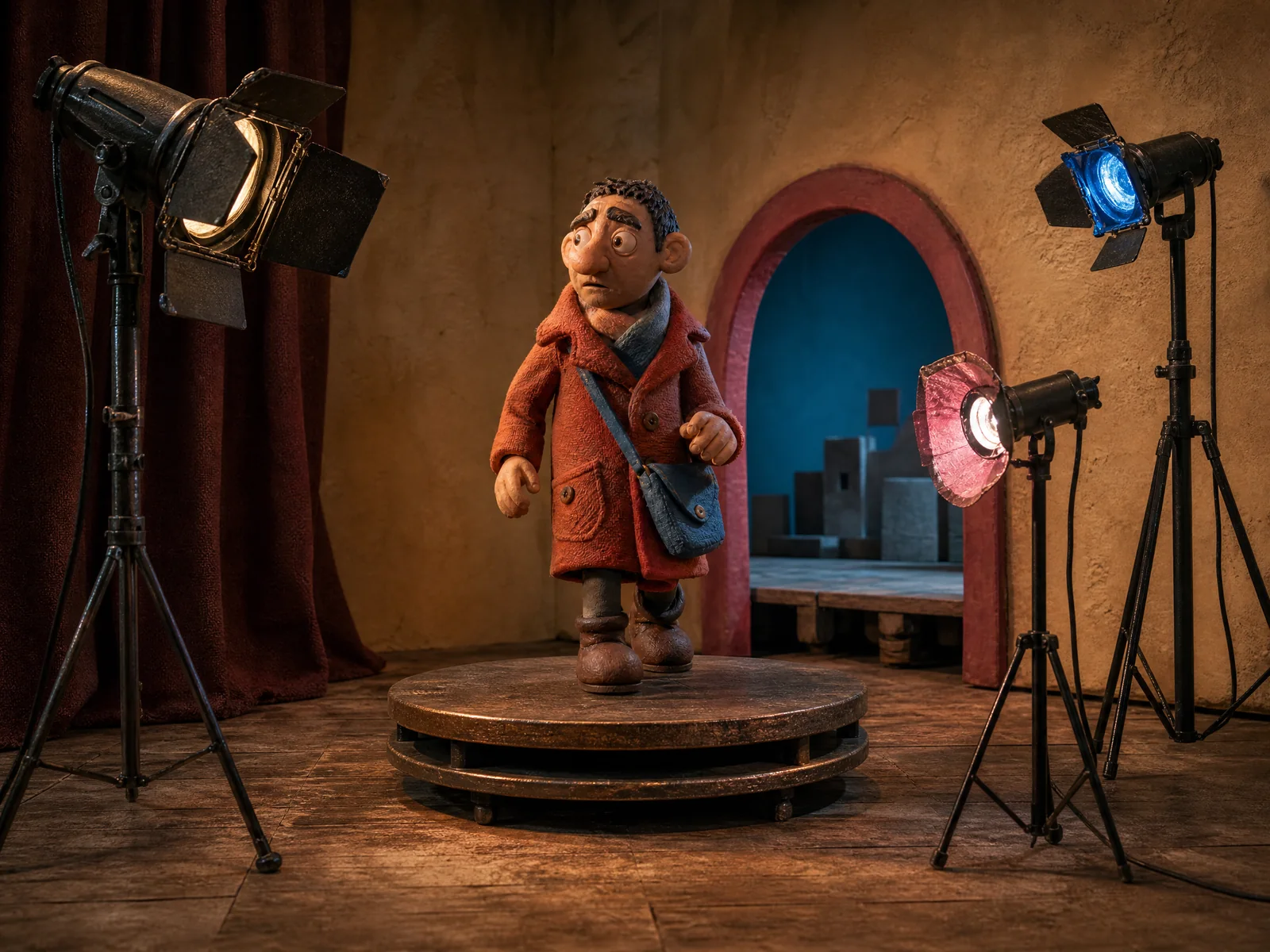 Clay courier on a practical lighting turntable